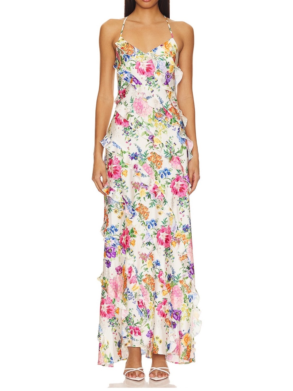 show me your mumu romance ruffle dress